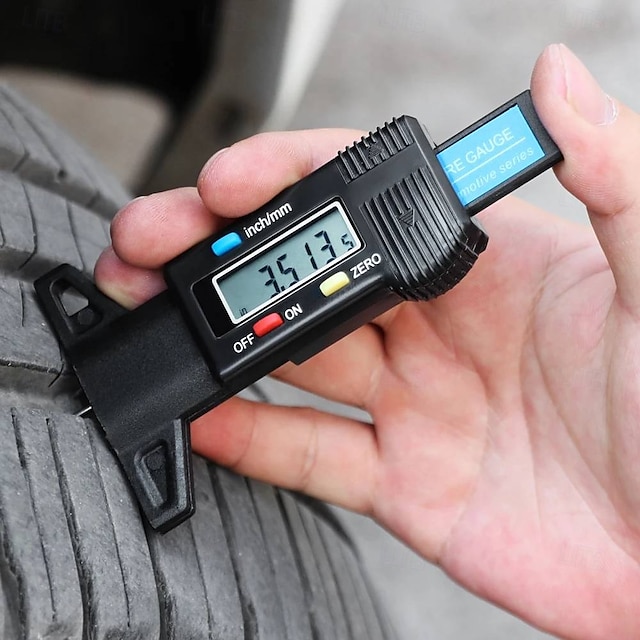  Reifenprofiltiefenmesser 0-25,4 mm/1 Zoll Tragbarer Profiltiefenprüfer Reifentiefenmesser mit LCD-Display für Autos
