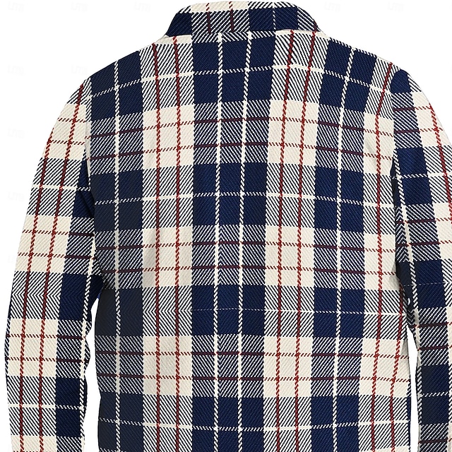  Herr Snöflinga Flanellskjorta Skjorta jacka Övertröja Långärmad Ledigt Utomhus Gata Höst vinter Nedvikt Knappar Ficka Mönster Blå Brun