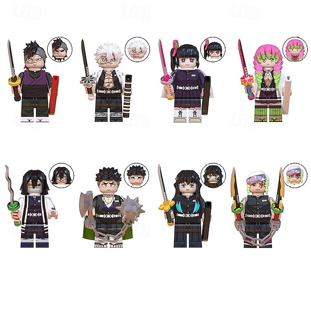  8 stuks/set anime mini-actiefiguren bouwstenen kanroji mitsuri miniatuurbeeldjes speelgoed
