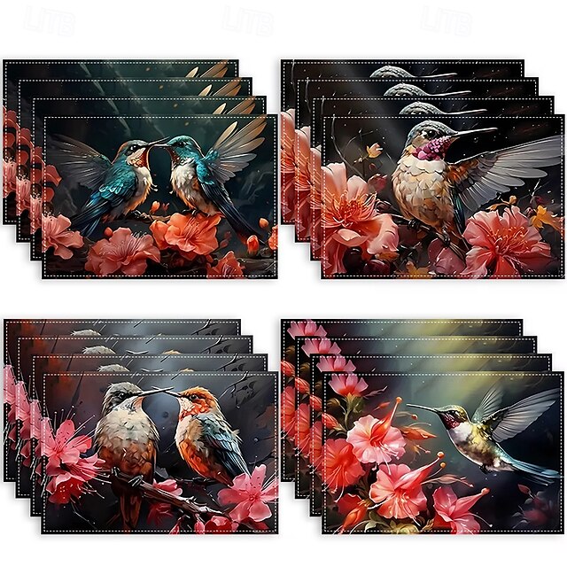  Valentine's Day Placemats Set of 4 Romantic and Decorative Table Mats Featuring Heart or Rose Patterns Durable and Heat-Resistant Perfect for Adding a Touch of Love to Your Dining Table Decor
