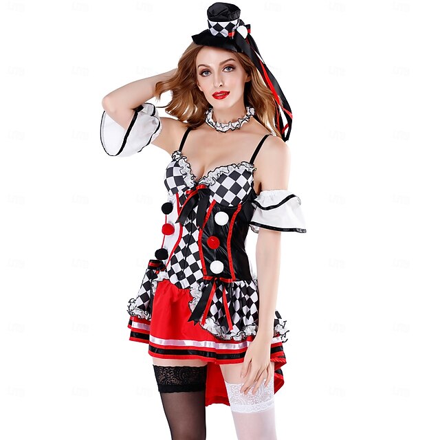 Queen Joker Clown Halloween Outfits Costume Circus Carnival Costume Sexy Costume Adults' Women's Halloween Carnival Mardi Gras Performance Party Stage Easy Halloween Costumes Dress Up 6