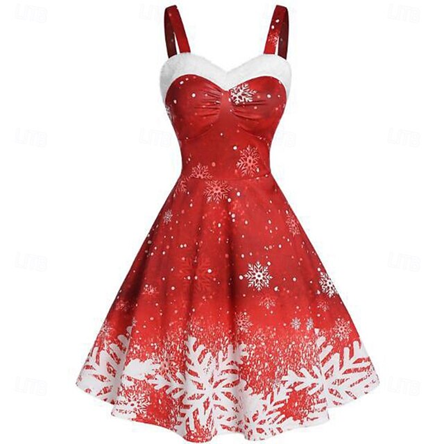 A-Linie Kleid Ausgefallenes Weihnachtskleid Weihnachten Damen Weihnachten Maskerade Heiligabend 1950s Erwachsene Party Weihnachten Silvester Kleid