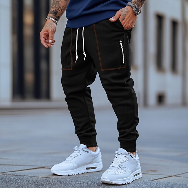  Herr Joggingbyxor Joggare Långbyxor Ficka Slät Mjuk Utomhus Fullängd Ledigt Dagligen Helgen Sport Mode Svart Marinblå Microelastisk
