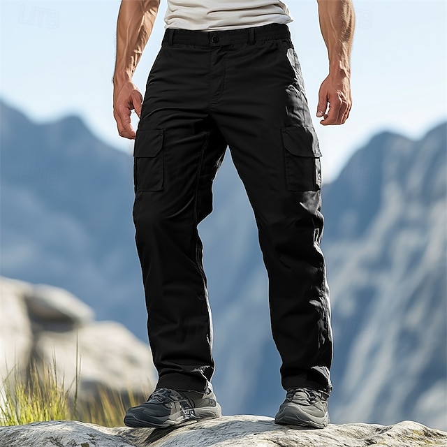  Men's Cargo Pants Cargo Trousers Trousers Hiking Pants Pocket Elastic Waist Straight Leg Plain Comfort Wearable Full Length Outdoor Daily Camping & Hiking Fashion Casual Black Navy Blue
