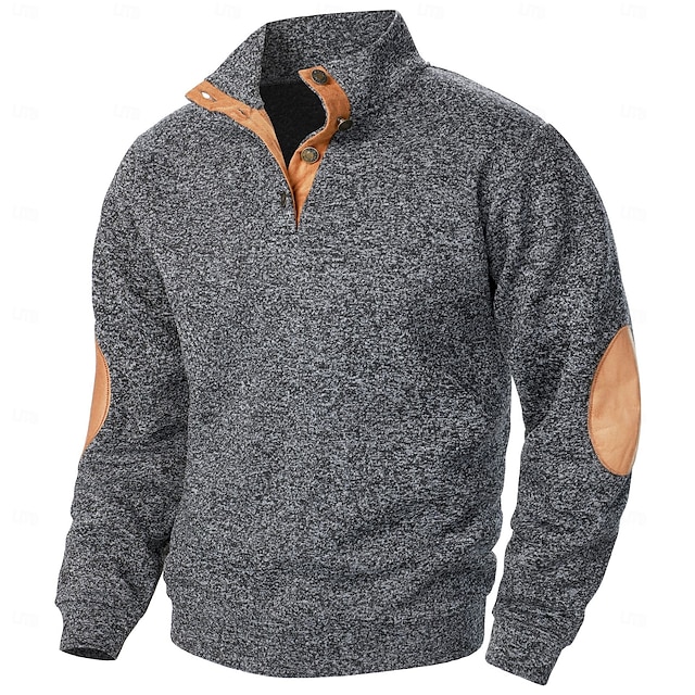  Herre Sweatshirt bluse Sort Bordeaux Navyblå Marineblå Grøn Stående krave Farveblok Patchwork Sport & Udendørs Afslappet Daglig Gade Afslappet Atletik Vinter Forår & Vinter Tøj Hættetrøjer Sweatshirts