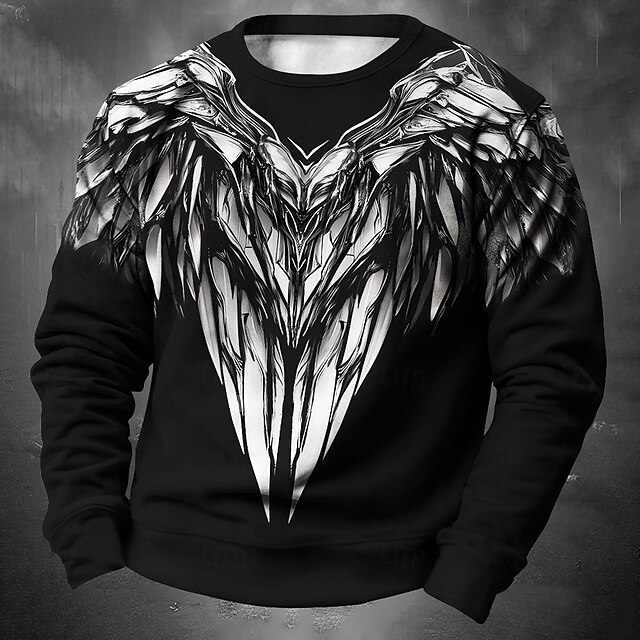 Men's 3D Print Gothic Horror Feathers Sweatshirt Sweatshirt Long Sleeve Sweatshirt Crew Neck Fashion Daily Casual 3D Printing Holiday Going out Streetwear Crewneck 3D Print Winter Spring &  Fall4