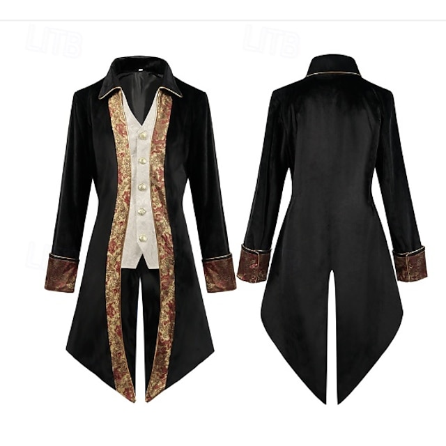  Punk e gótico Medieval Steampunk Casaco Traje Cosplay Smoking Vampiros Cavalheiro Tamanhos Grandes Homens Real Steampunk Carnaval Baile de Máscaras Espetáculo Festa / Eventos Coquetel Adulto Casaco