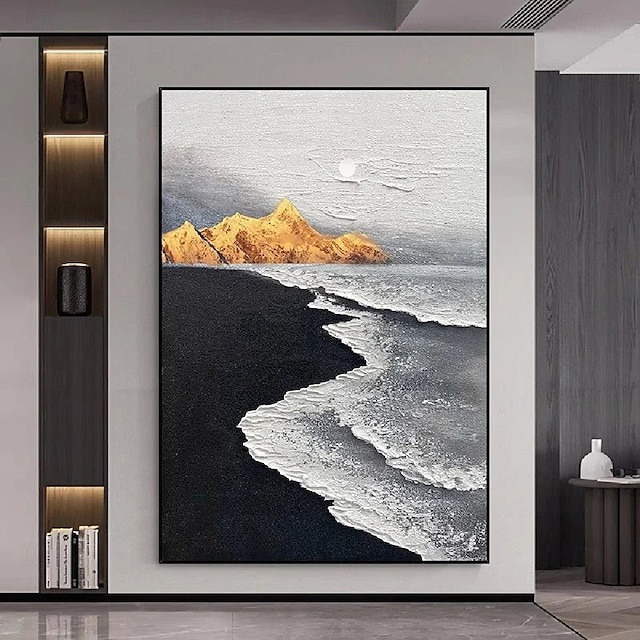  Schwarzes Ozean-Ölgemälde, handgemachtes zeitgenössisches Indigo-Gemälde auf Leinwand, großes handgemaltes Ozean-Meer-Gemälde, Wohndekor-Gemälde, blaues Ozean-Wellen-Gemälde auf Leinwand, pastoses