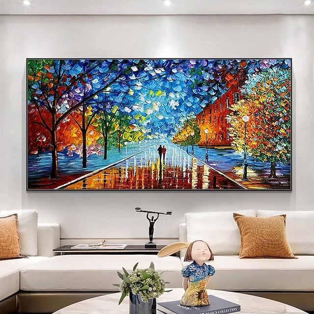 ミンチュラ ハンドメイド テクスチャ 抽象風景 キャンバス 油絵 壁アート 装飾 モダン 抽象画 家の装飾用 ロール フレームなし 未伸張 絵画