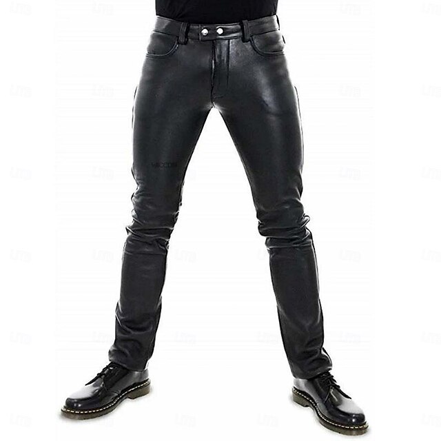  Men's Trousers Casual Pants Lederhosen Buttons Pocket Plain Comfort Daily Vacation Fashion Casual Black Micro-elastic