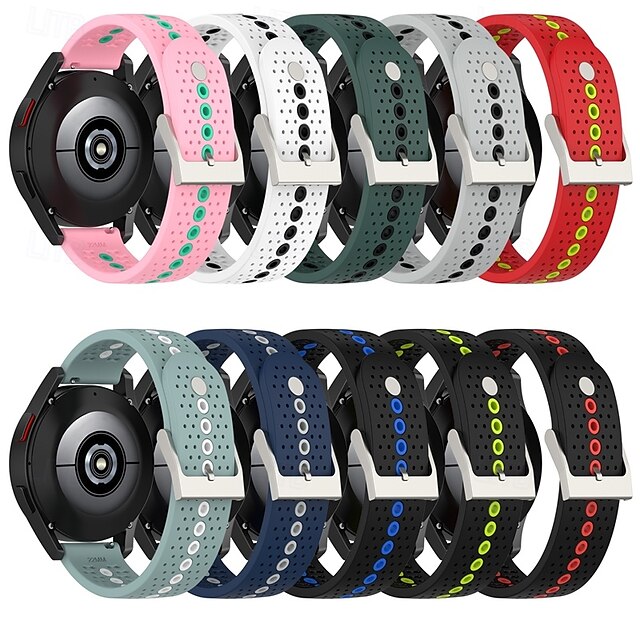  Watch Band for Samsung Galaxy Watch 7/6/5/4 40/44mm, Galaxy Watch 5 Pro 45mm, Galaxy Watch 4/6 Classic 42/46/43/47mm, Watch 3, Active 2, Gear S2 Silicone Replacement  Strap Adjustable Sport Band