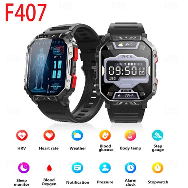  f407 умные часы мужские bluetooth вызов 2.1 дюймов hd большой экран мониторинг здоровья спорт фитнес-трекер умные часы