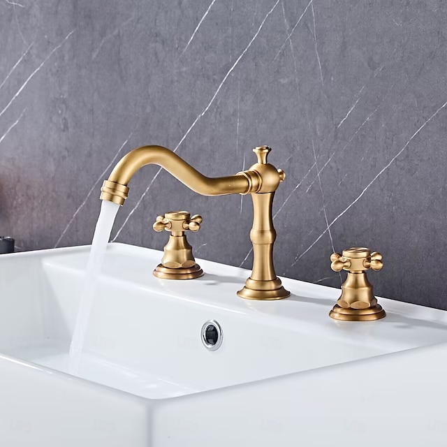  contiene rubinetto per bagno in ottone con interruttore caldo e freddo finitura spazzolata rame antico due maniglie rubinetto per lavabo da bagno diffuso