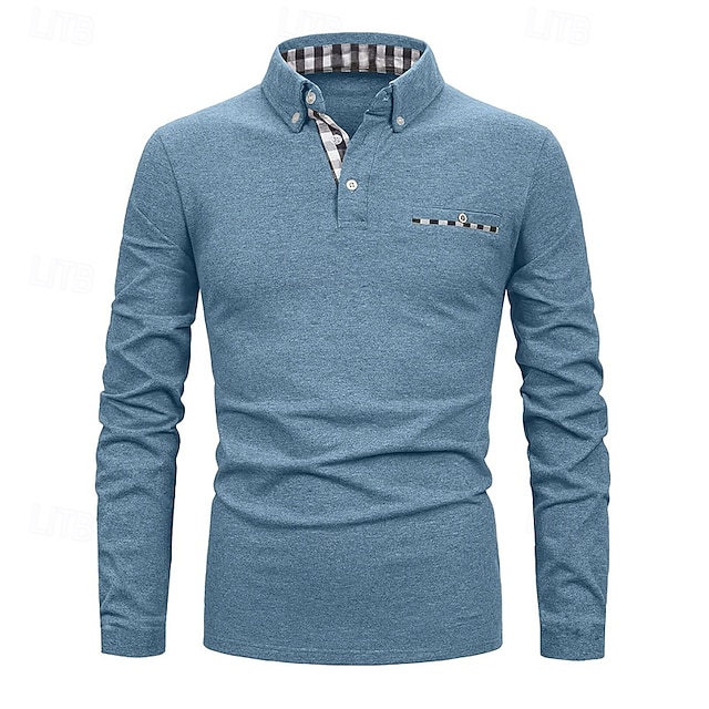  Herren Golfhemd Golf Poloshirts Arbeit Casual Kargen Langarm Basic Modern Farbblock Patchwork Knopf Frühling & Herbst Regular Fit Königliches Blau Blau Dunkelgrau Khaki Hellgrau Hellblau Golfhemd