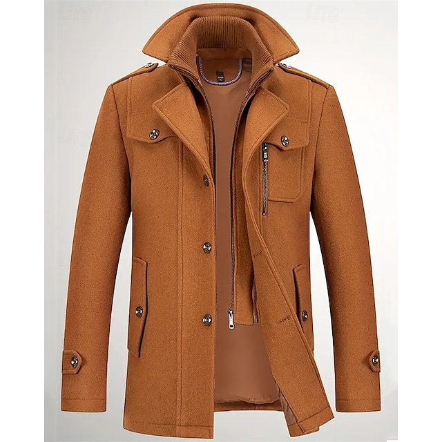  Homme Veste d'hiver gothique Caban Vacances du quotidien Automne hiver Polyester Chaud Vestimentaire Vêtements d'extérieur Vêtement Tenue Mode Classique Plein Poche Revers Boutonnage Simple