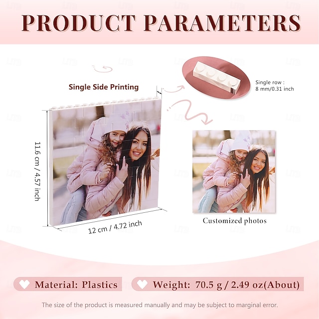  Personalized Photo Building Brick Puzzle Custom Wedding Gift for Couple Block Wedding Gift Square Shaped Double-Sided DIY Art Picture for Adults Block Puzzle Home Decor 3D Brick
