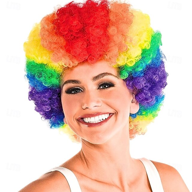 Rainbow Curly Costume Party Wig Multicolor For Carvinal4