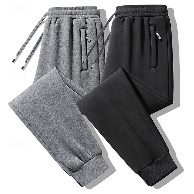  Homens Calças Esportivas Corredores Corredor Calças de inverno Calças Bolsos Com Cordão Cintura elástica Côr Sólida Quente Respirável Comprimento total Casual Diário Casual Roupa Esportiva Preto