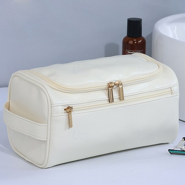  Large Capacity Men's Toiletry Bag, Waterproof PU Travel Organizer, Simple and Portable Handheld Makeup Bag, Father's Day Gift for Men, Convenient for Business and Travel
