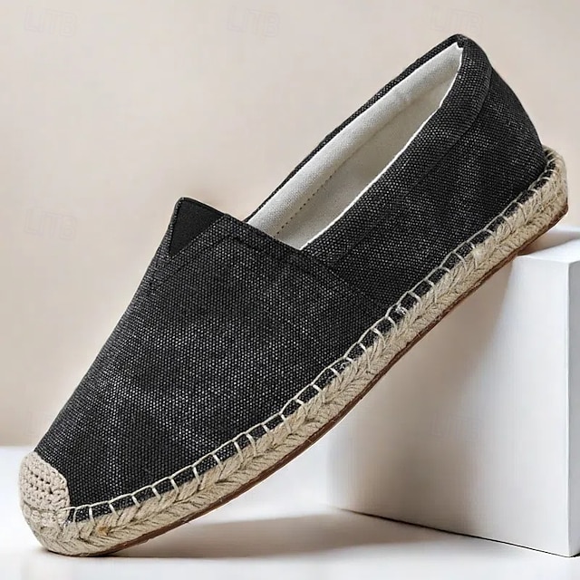  pantofi slip-on spadrile din pânză roșie pentru bărbați cu talpă din frânghie de iută – încălțăminte confortabilă de vară