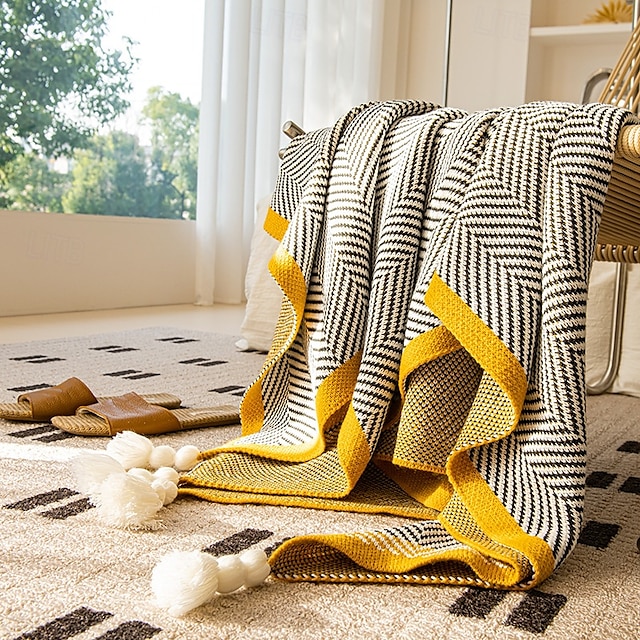  cobertor de tecido estilo nórdico design minimalista e elegante com borlas macias durável e aconchegante perfeito para camas, sofás ou como uma manta decorativa adiciona um toque escandinavo à