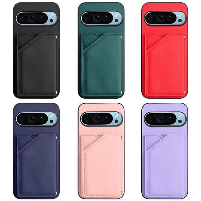  טלפון מגן עבור Pixel 9 Pro Pixel 9 Pro XL Pixel 8 Pro Pixel 8 פיקסל 9 כיסוי אחורי עם מעמד עם שרוך חריץ לכרטיס רטרו TPU עור PU