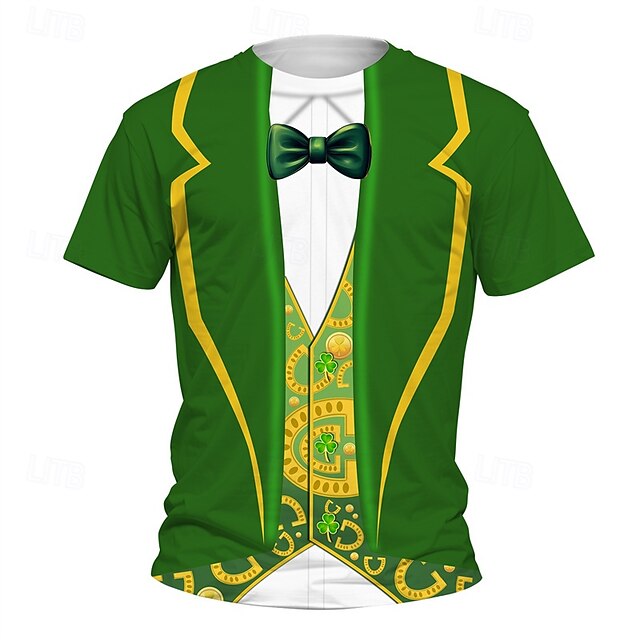  St Patrick Pojkar 3D Grafisk T-shirt Kortärmad Sommar Vår Mode Grundläggande Barn 4-12 år Rund hals Utomhus Ledigt Dagligen Normal