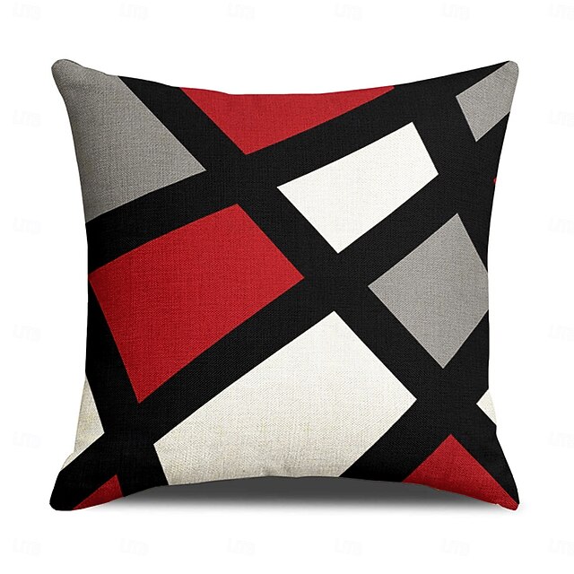 Geometric Decorative Toss Pillows Cover 1PC Soft Square Cushion Case Pillowcase for Bedroom Livingroom Sofa Couch Chair Black Red Grey 23