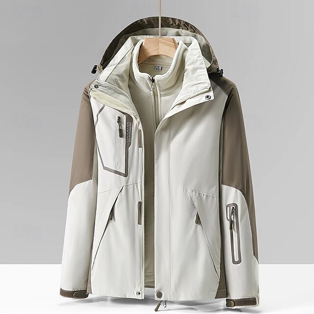  Mulheres Jaqueta Softshell Jaqueta de Trilha Inverno Ao ar livre A Prova de Vento Impermeável Jaquetas 3-em-1 Jaquetas em Velocino Jaqueta corta-vento Viajar Preto Marfim Rosa claro Verde
