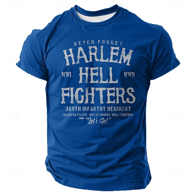 ハーレムヘルファイターズ369歩兵連隊男性用Tシャツ WWI WWII 軍事歴史を忘れないグラフィックTシャツ