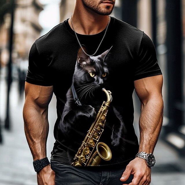 Men's Animal Funny T Shirt Short Sleeve T shirt 3D Print Crew Neck Shirt Exaggerated Designer Party Holiday Black Summer Spring Clothing Apparel S M L XL XXL XXXL4