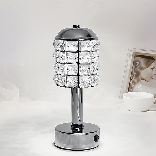  Gold LED Crystal Table Lamp - Modern Minimalist USB Rechargeable Bedside Lamp with Warm White & Dual Color Temperature for Bedroom, Cafe, and Restaurant Decor
