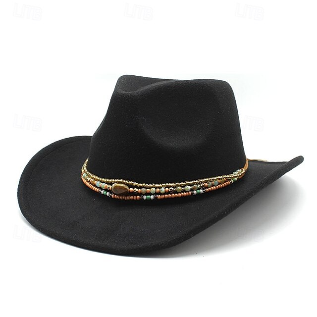  Men's Kentucky Derby Hat Sun Hat Cowboy Hat Fedora Trilby Hat Black White Woolen Vintage Style Fashion 18th Century State of Texas Daily Theme Party Solid / Plain Color Sunscreen Cosplay