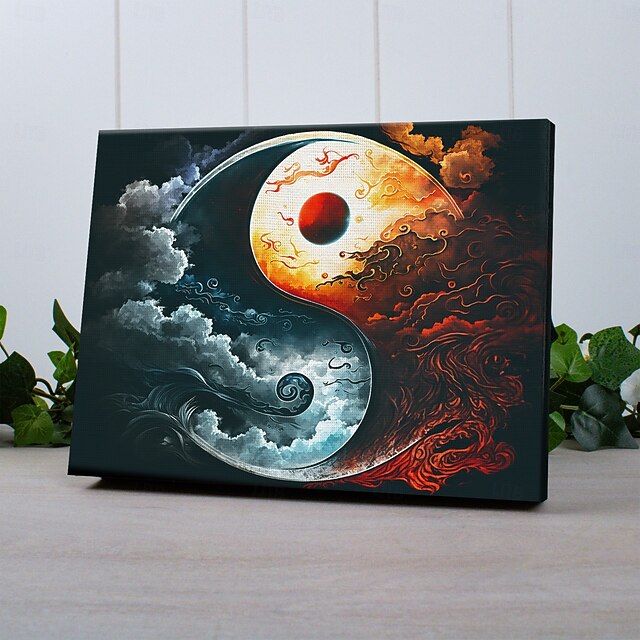 Taiji Zen Yinyang LED Canvas Wall Art LED Lighted Up Wall Decor 2AA Battery Operated Lighted Canvas Print LED Light Kitchen Bedroom or Home Decor 6