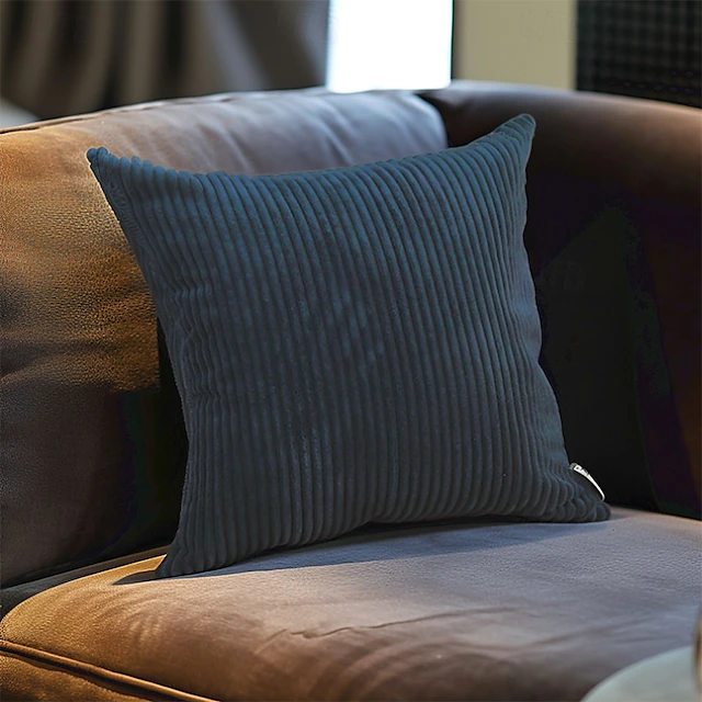 Decorative Toss Pillows 1pc Plain Corduroy Simple Corn Strip Pillow Cover Pure Color Plush Pillow Multi-color Sofa Hugging Pillow Case Pink Blue Sage Green Purple Yellow 21