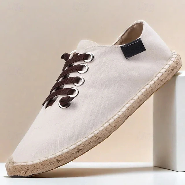 Men's Casual Espadrille Sneakers, Lightweight Lace-Up Shoes with Jute Sole, Stylish Summer Footwear for Everyday Wear and Outdoor Activities 25