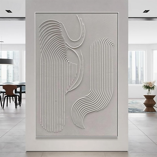  Hand painted White Minimalist Wall Art  Plaster Art  Matte Textured Wall Art Home Wall Art  Structure Abstract Painting  3D Art Home Decoration Frame Ready To Hang Or No Frame