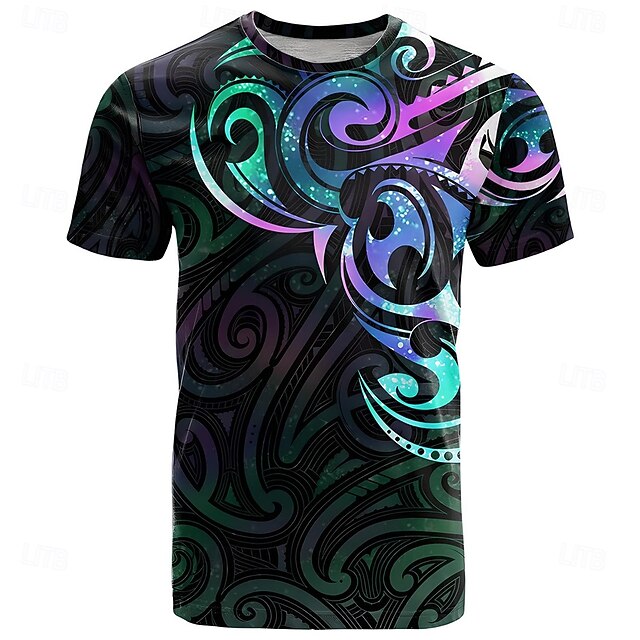 Men's Paisley Dazzle color T Shirt Short Sleeve T shirt 3D Print Crew Neck Shirt Fashion Ethnic Street Daily Black Summer Spring Clothing Apparel S M L XL XXL XXXL4
