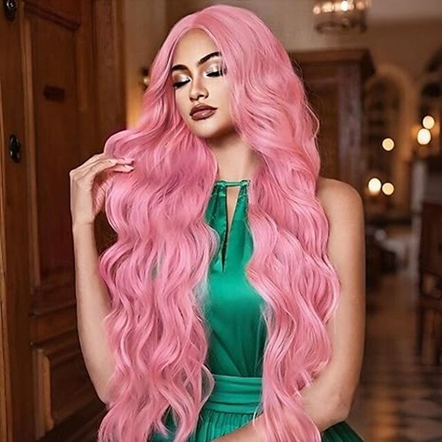  parrucche per donne parrucca con parte centrale riccia parrucca sintetica dall'aspetto naturale parrucche in fibra resistente al calore per cosplay costume di halloween uso quotidiano per feste