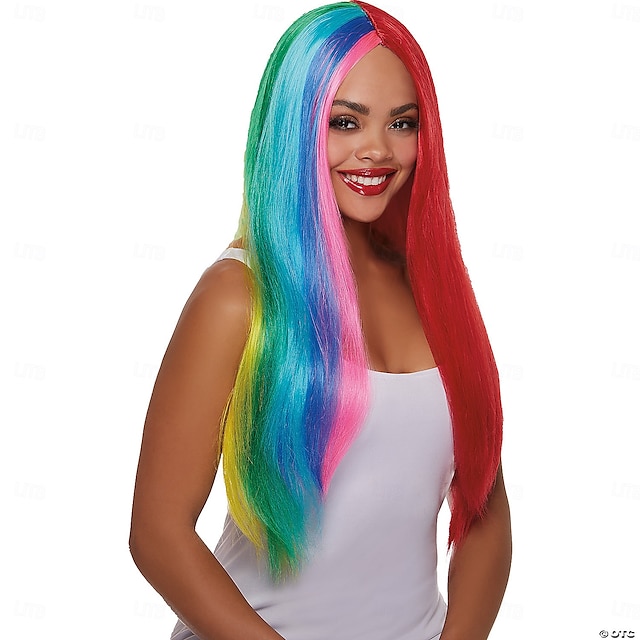  peruca arco-íris feminina para carnaval