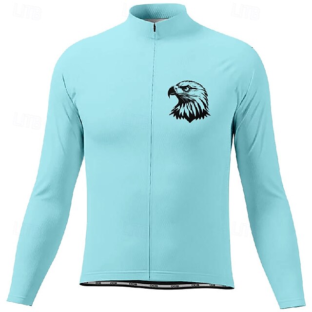  Herre Cykeltrøje Langærmet Vinter Cykel T-shirt Trøje med 3 baglommer Bjerg Cykling Åndbart Hurtigtørrende Anatomisk design Anti Sved Mørk Lyserød Hvid Lys pink Ørn Sport Tøj