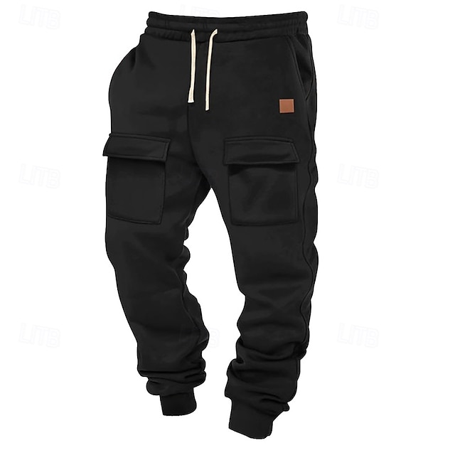  Per uomo Pantaloni sportivi Pareggiatore Pantaloni Pantaloni della tuta cargo Tasche A cordoncino Vita elastica Liscio Comfort Sportivo Giornaliero Di tendenza Informale Nero Verde militare Media