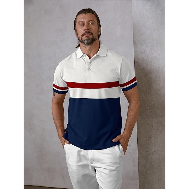  Men's Golf Polo Shirt Dark Blue Short Sleeve Top Golf Attire Clothes Outfits Wear Apparel
