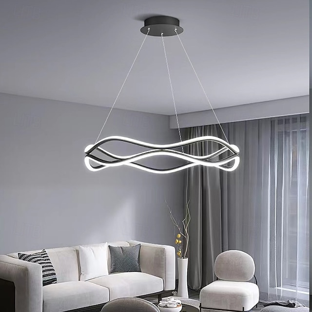  moderner linearer LED-Kronleuchter mit weißem Silikagel-Schirm, einstellbare Hängelänge, weiß, dritter Gang, Dimmfunktion, 110-240 V