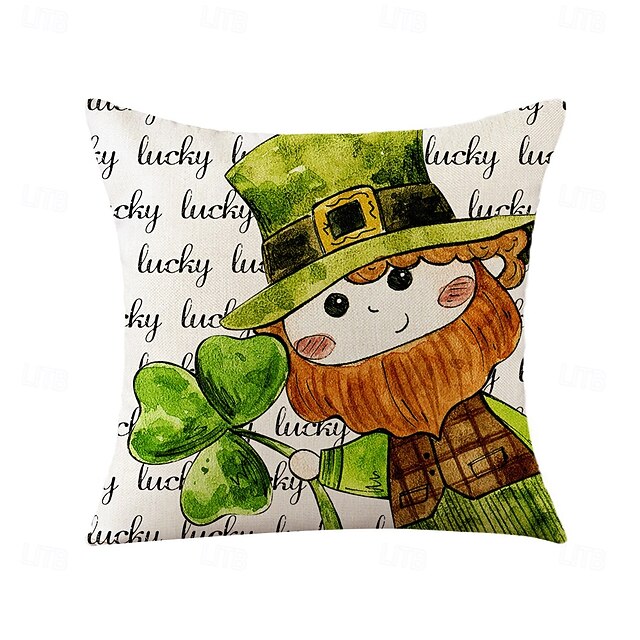  Housse de coussin décorative pour la Saint-Patrick, 1 pièce, taie d'oreiller carrée douce en forme de trèfle pour chambre à coucher, salon, canapé, chaise