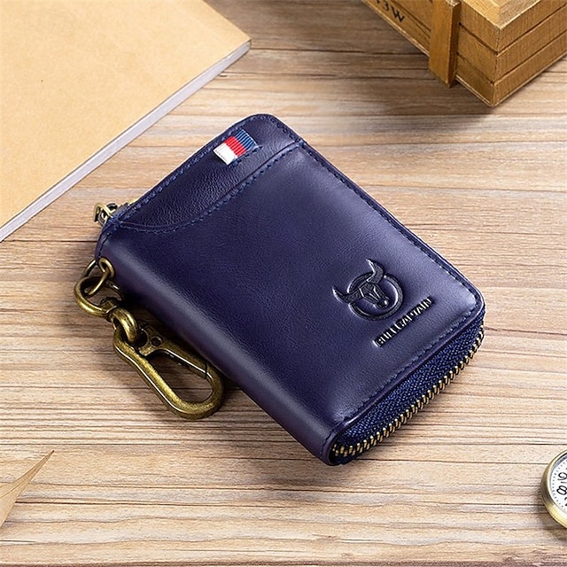 Genuine Leather Men&women Key Wallet Rfid Blocking Card Holder Waist 