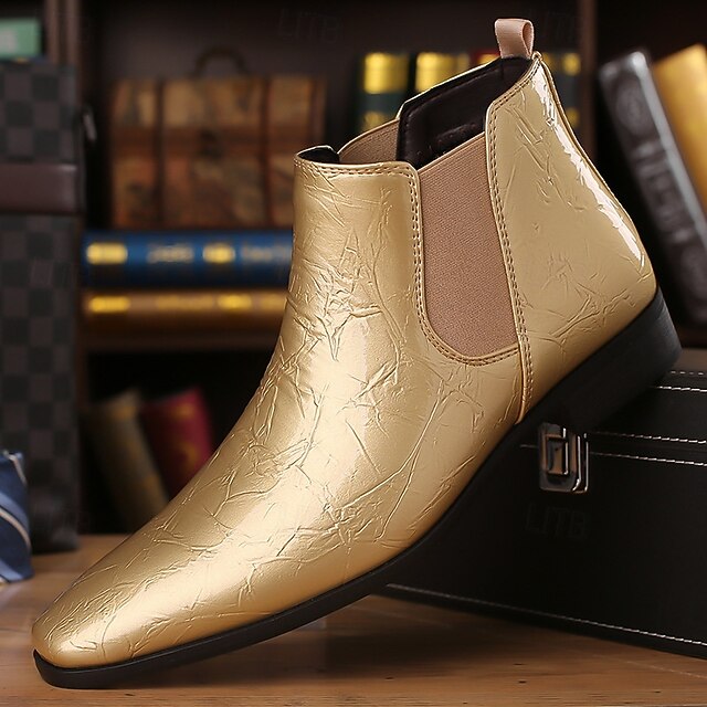  pánské fialové lakované chelsea boots z umělé kůže s elastickým goringem – stylová ležérní i společenská obuv