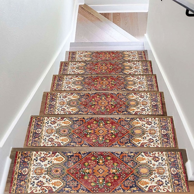  traptrede tapijt boho stijl antislip tapijt traptreden voor kinderen ouderen en huisdieren etnisch ontwerp traptrede matten