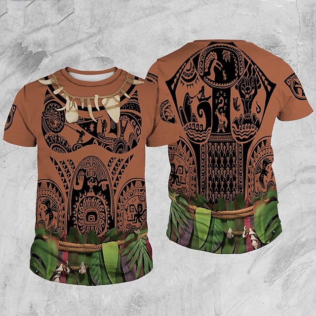  Moana Maui T-skjorte 3D Figurer Graphic Til Par Herre Dame Voksne Karneval Maskerade 3D-utskrift Fest Fritid / hverdag