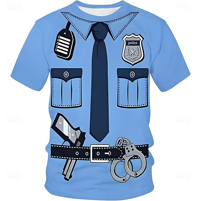 Men's Tuxedo Costume T Shirt Short Sleeve T shirt 3D Print Crew Neck Shirt Exaggerated Designer Party Holiday Club Blue Summer Spring Clothing Apparel S M L XL XXL XXXL4